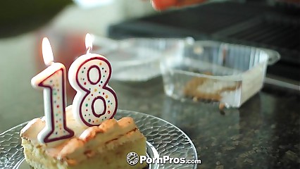 PornPros - Cassidy Ryan celebrates her 18th birthday with cake and cock