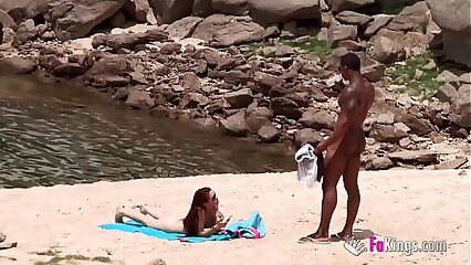 The massive cocked black dude picking up on the nudist beach. So easy, when you're armed with such a blunderbuss.