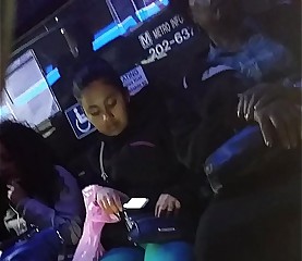 candid  Latina with phat cameltoe on bus close up